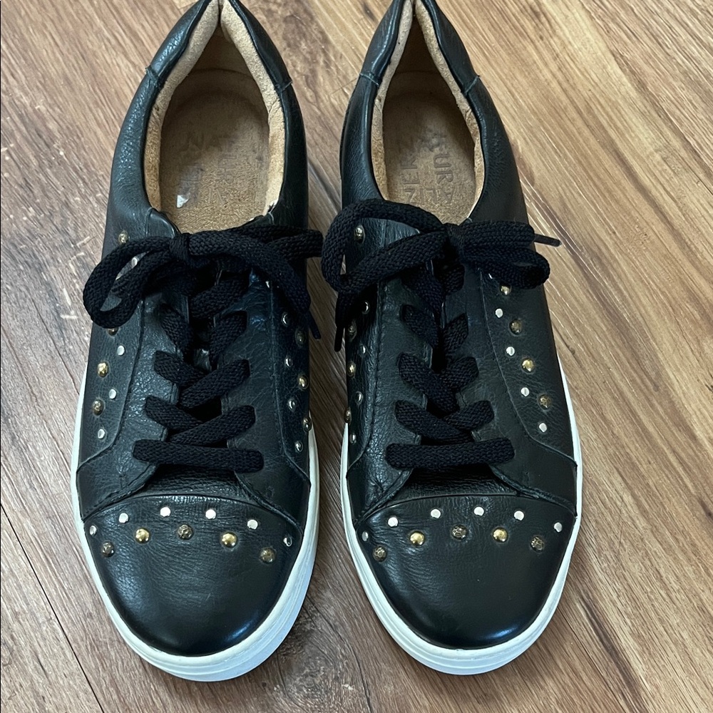 Naturalizer black leather studded sneakers, size 7.5